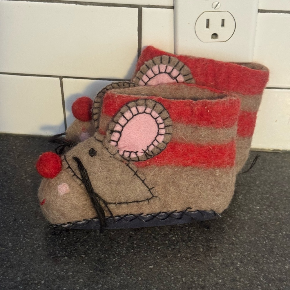 Felted Wool Mouse Slippers